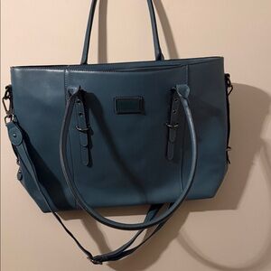 Chic Teal Leather Tote Bag